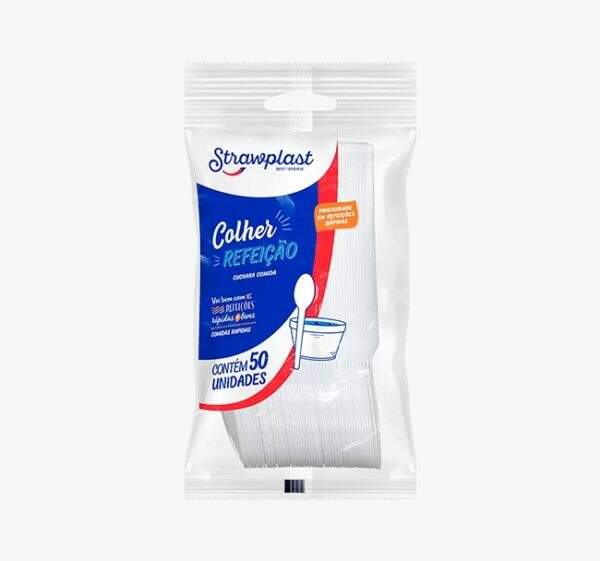 Colher Simples Refeição STRAWPLAST C/ 50 unidades