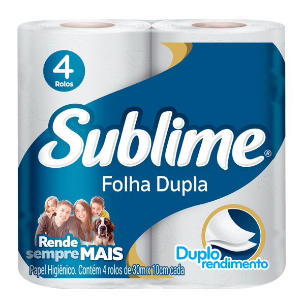Papel Higiênico Folha Dupla SUBLIME 30m C/ 4 rolos