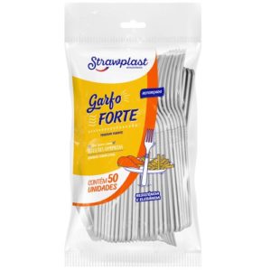 Garfo Forte Refeição Strawplast C/ 50 unidades