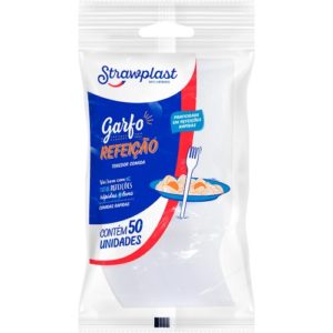 Garfo Simples Refeição STRAWPLAST C/ 50 unidades